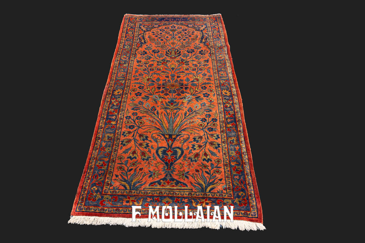 Kashan Manchester Antique Rug Salmon Color n°:630657